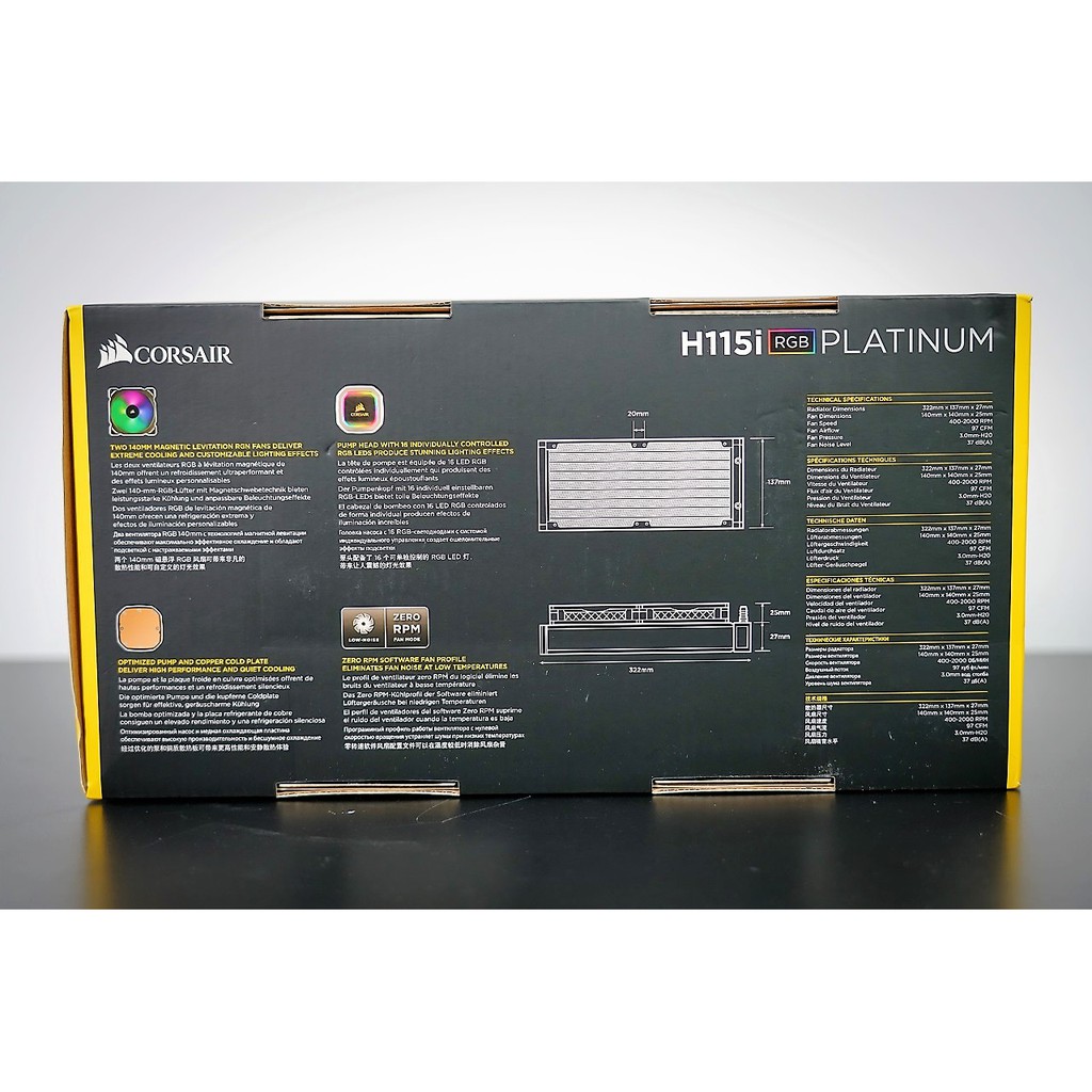 Tản nước AIO Corsair Hydro Series H115i RGB Platinum 280mm