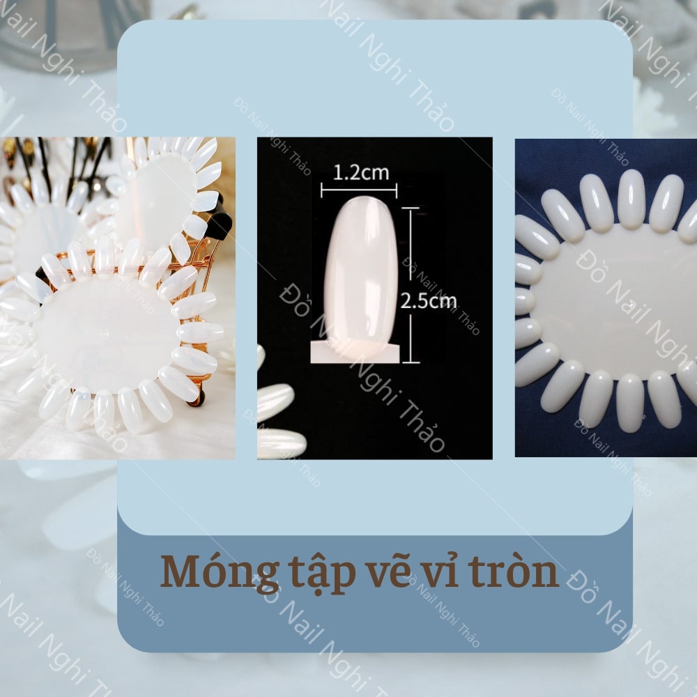 Móng mẫu tập vẽ vỉ tròn set 10 chiếc