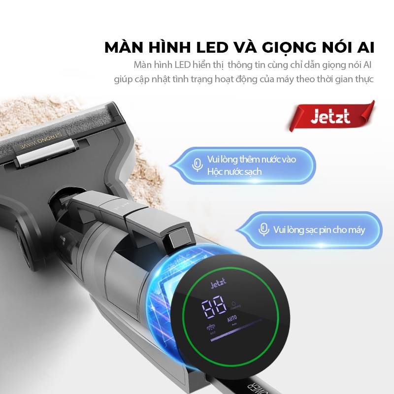 Máy hút bụi lau nhà ướt khô không dây thế hệ mới lực hút 18000PA Jetzt series H17