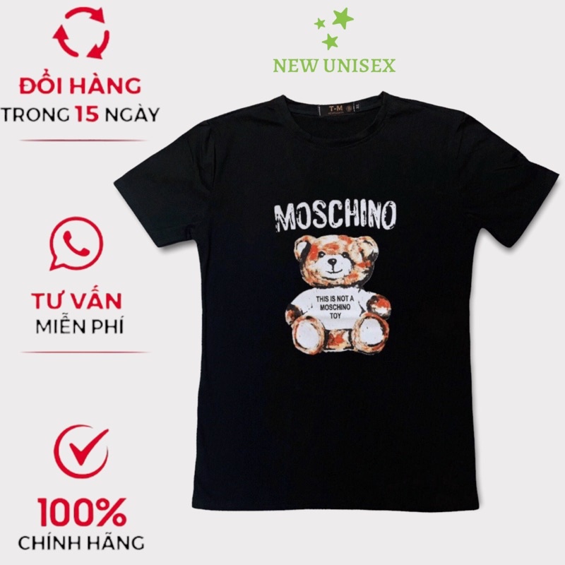 Áo Thun Nam Nữ Chất Cotton Mịn, Cổ Tròn Họa Tiết Gấu MOSCHINO Form Rộng Mặc Mát Thoải Mái Hoạt Động [NEW UNISEX]