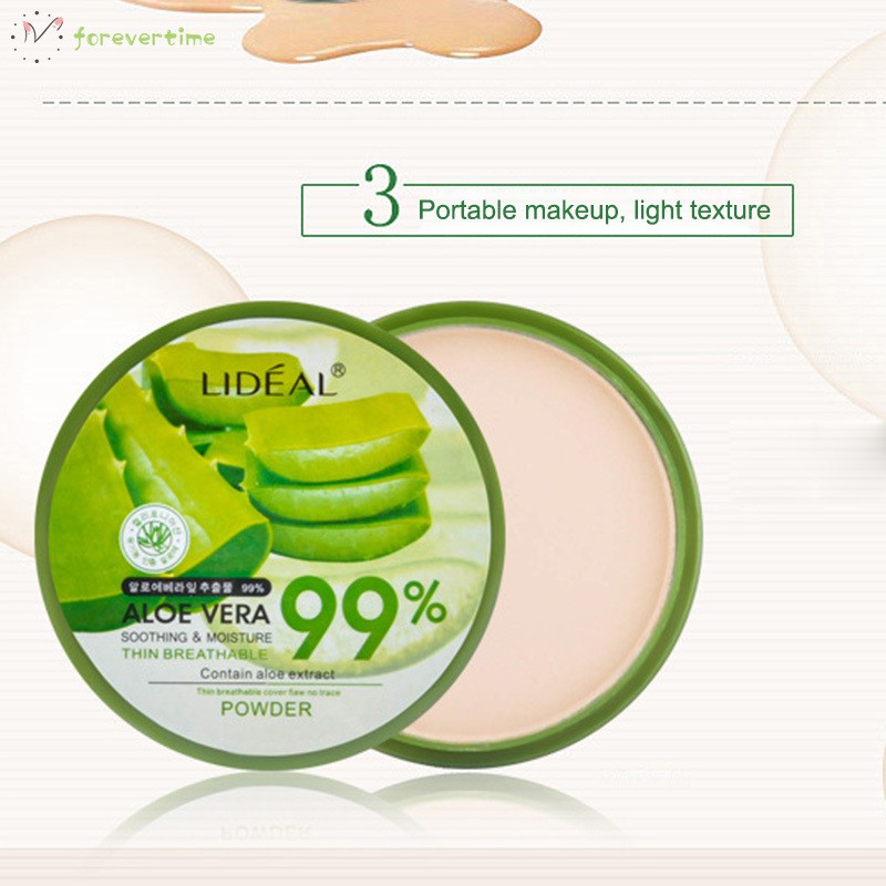 #Trang điểm# Natural Aloe Vera Pressed Powder Makeup Moisturizer Whitening Smooth Foundation Concealer