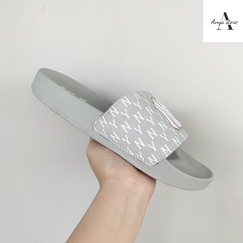 Dép MLB NY Màu Xám Nam Nữ Quai Ngang Không Thấm Nước [ Fullbox + Khuyến Mãi Sốc ]