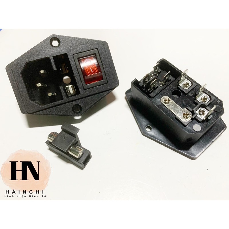 Ổ Nguồn Cầu Chì & Ổ Nguồn Công Tắc + Cầu Chì 3 Chân 220V 10A LOẠI TỐT