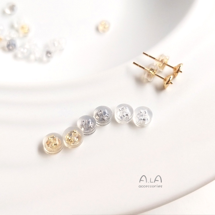 █diy゜14k●1 Đôi Bông Tai Mạ Vàng 14K Bằng Silicon Mềm Không Gây Dị Ứng Thời Trang