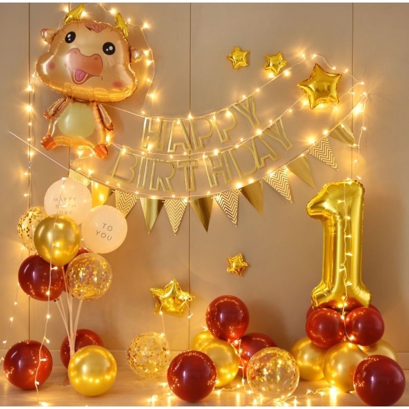 (Size đại 75cm) Bóng trâu vàng, bóng bò sữa trang trí sinh nhật