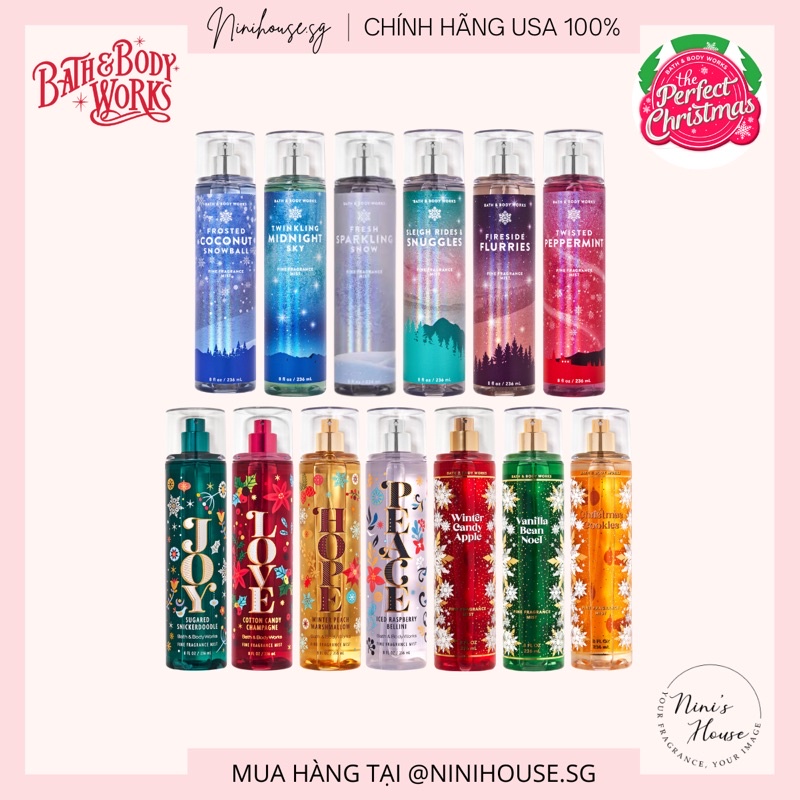 ❄️BST CHRISTMAS ⛄️ Xịt thơm body mist Bath and Body Works mùi Giáng Sinh