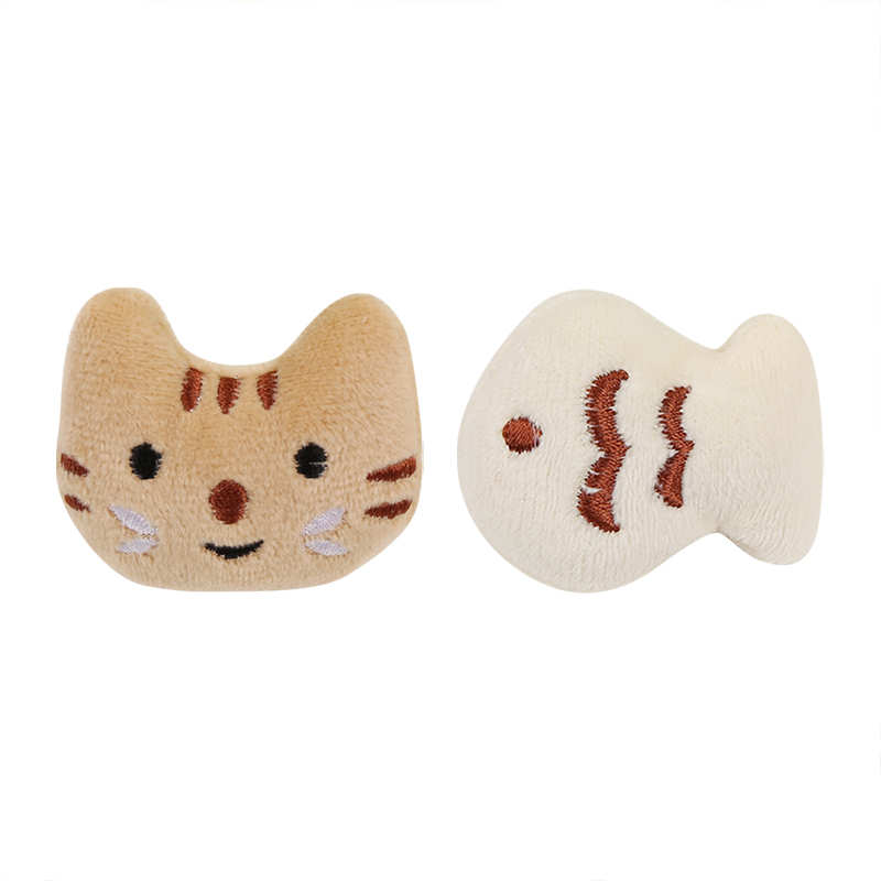 Ghim cài áo nhồi bông hình mèo và cá dễ thương