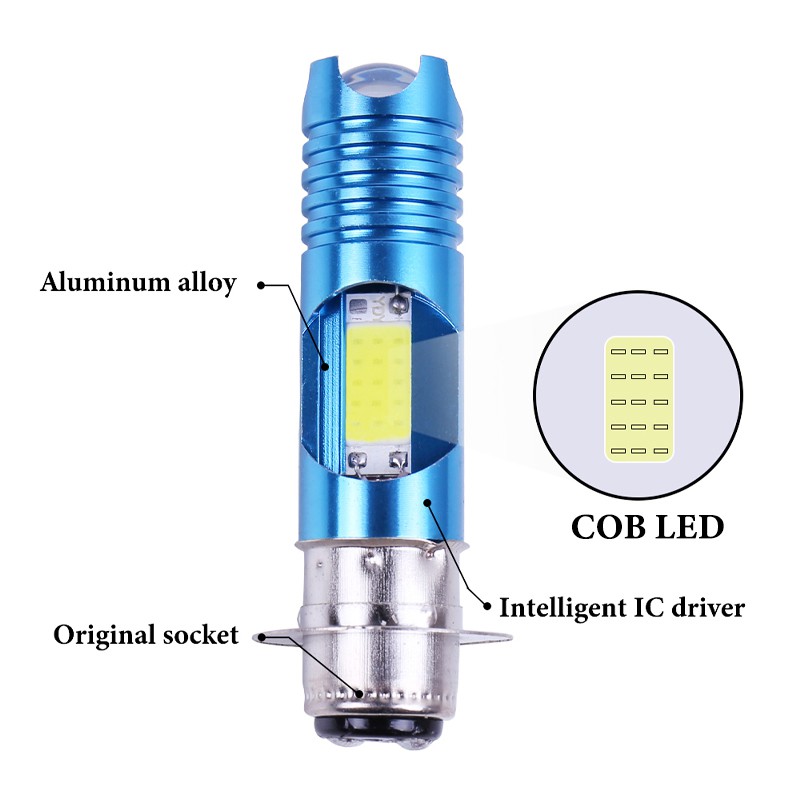 Đèn pha đa năng H4 BA20D P15D 8W trắng + RGB DC12v cho xe máy