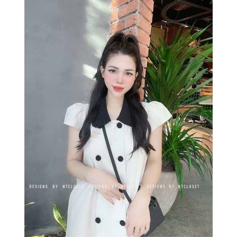 Váy suông cổ đen NT closet