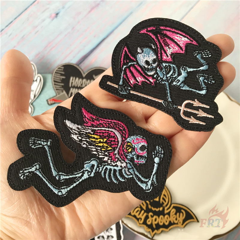 ☸ Hip-Hop Art - Punk Iron-On Patch ☸ 1Pc Frog Alien Ghost Skull DIY Sew on Iron on Badges Patches