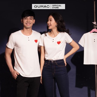 Áo thun cổ trụ thêu tim cho bé GUMAC ATK12014