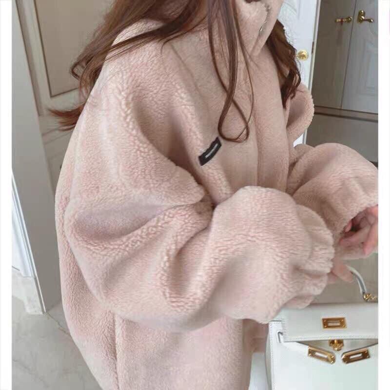 Áo khoác bông nỉ khoá cổ cao logo phom rộng Freeship extraONE UNISEXThời trang Unisex phong cách hàn quốc nam nữ