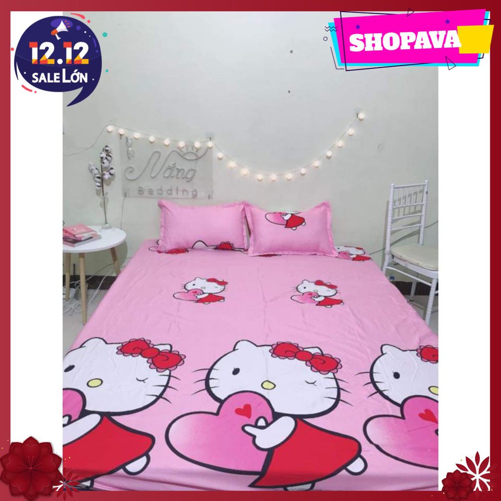Ga chống thấm hoa văn cotton,đủ kích thước,họa tiết hello kitty ôm tim