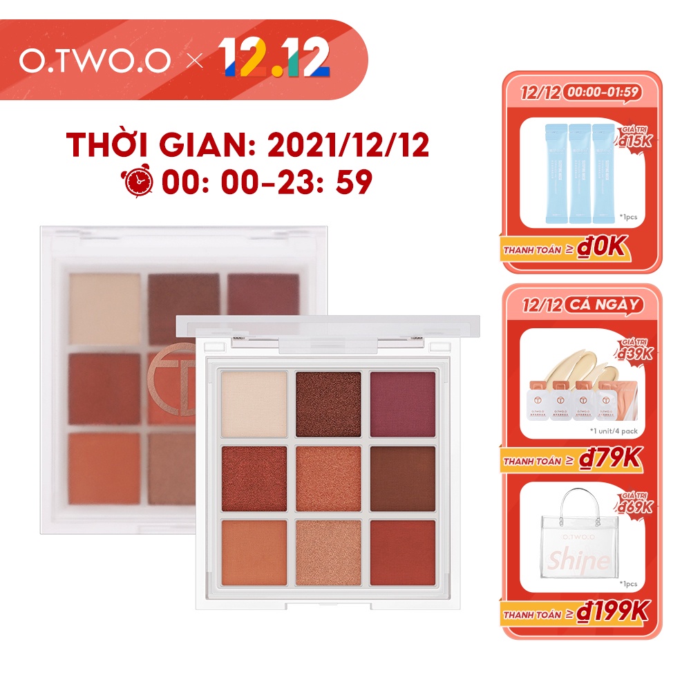 Bảng phấn trang điểm mắt O.TWO.O màu mờ ngọc trai 9 màu 110g