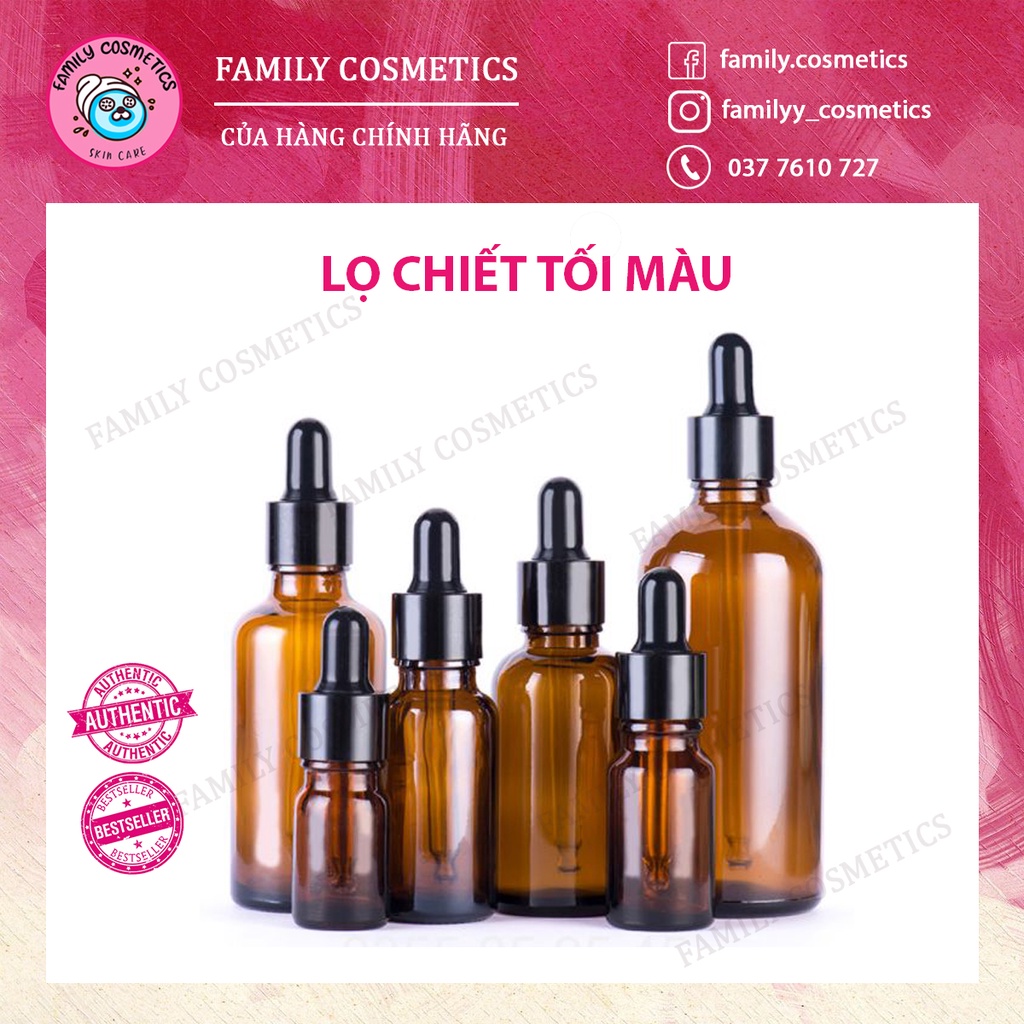 Lọ tinh chất, serum, lọ thuỷ tinh có núp bóp tinh chất đen