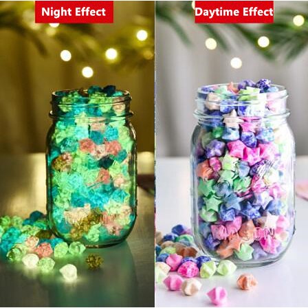 Set 30 tờ giấy gấp sao origami phát sáng trong bóng tối trang trí nội thất