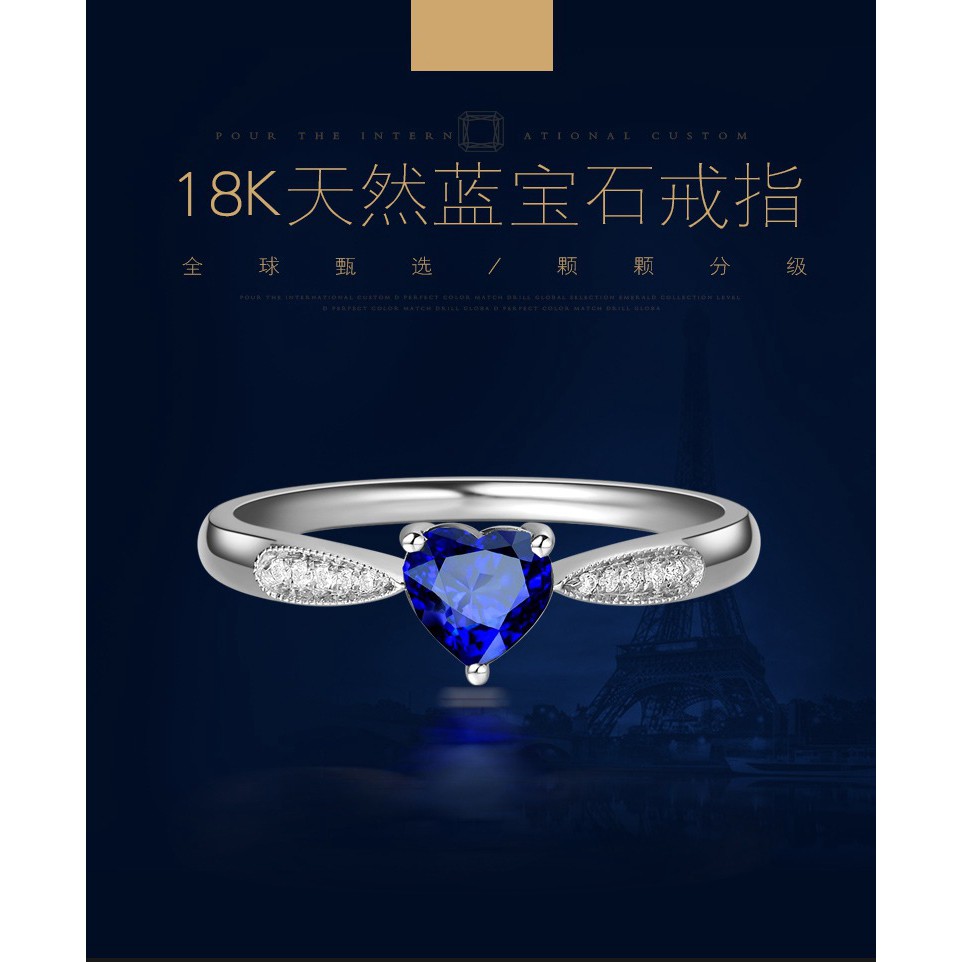 Nhẫn Bạc S925 Đính Đá Sapphire Xanh Hình Trái Tim Sang Trọng