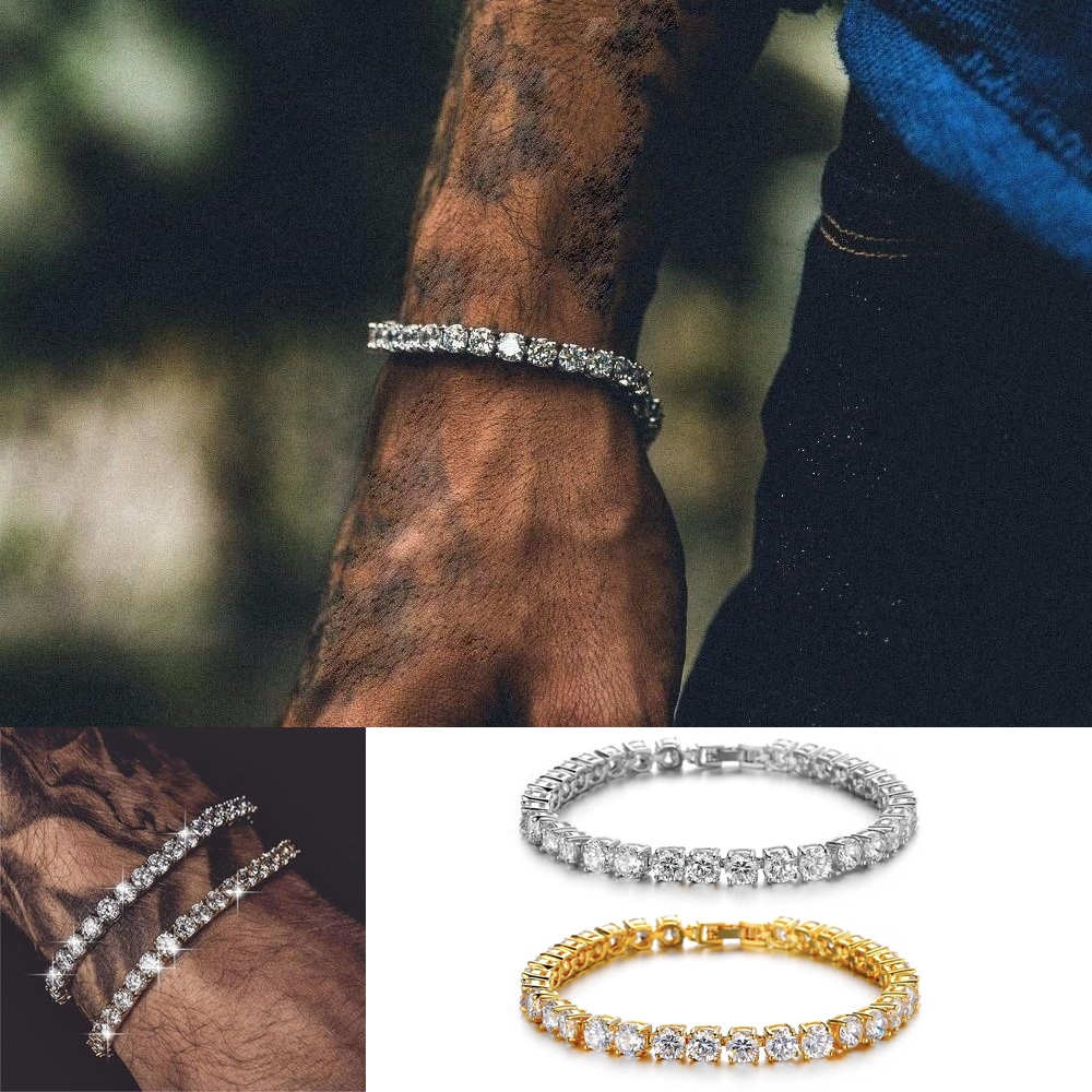 Vòng Tay Đính Đá Kim Cương Lấp Lánh Sang Trọng Thời Trang Cho Nam Và Nữ
