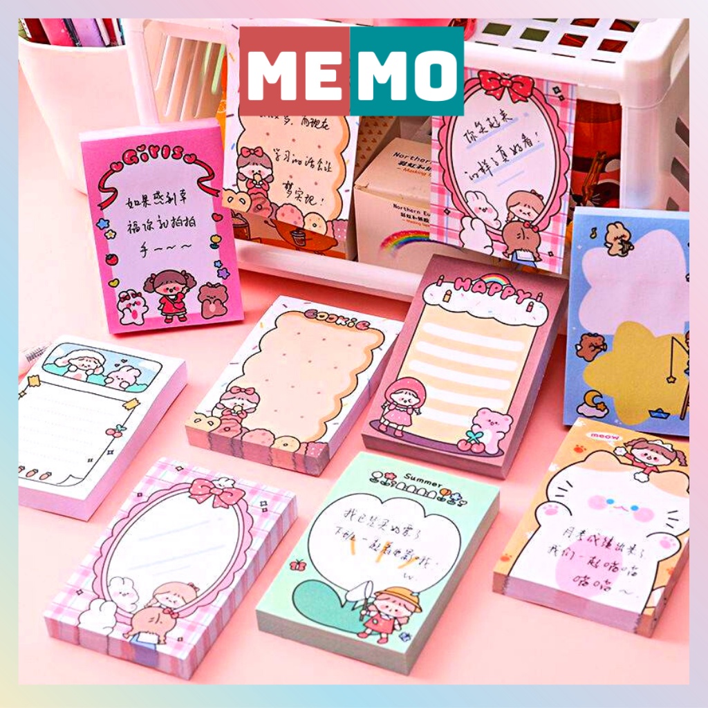 [Mã LIFEBOOK2 giảm 10% đơn 0Đ] Giấy ghi chú, giấy note cute MEMO 80 tờ nhãn dán ghi nhớ khung hình dễ thương