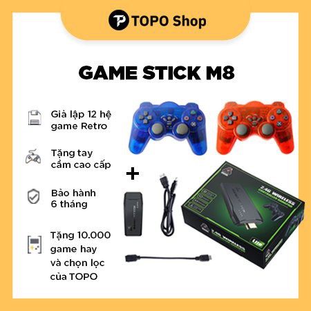 Game Stick M8 + Tay cầm cao cấp + cài sẵn 10.000 game (Full game PS1/GBA/GBC/GB/NES/SNES/Game Xèng...)