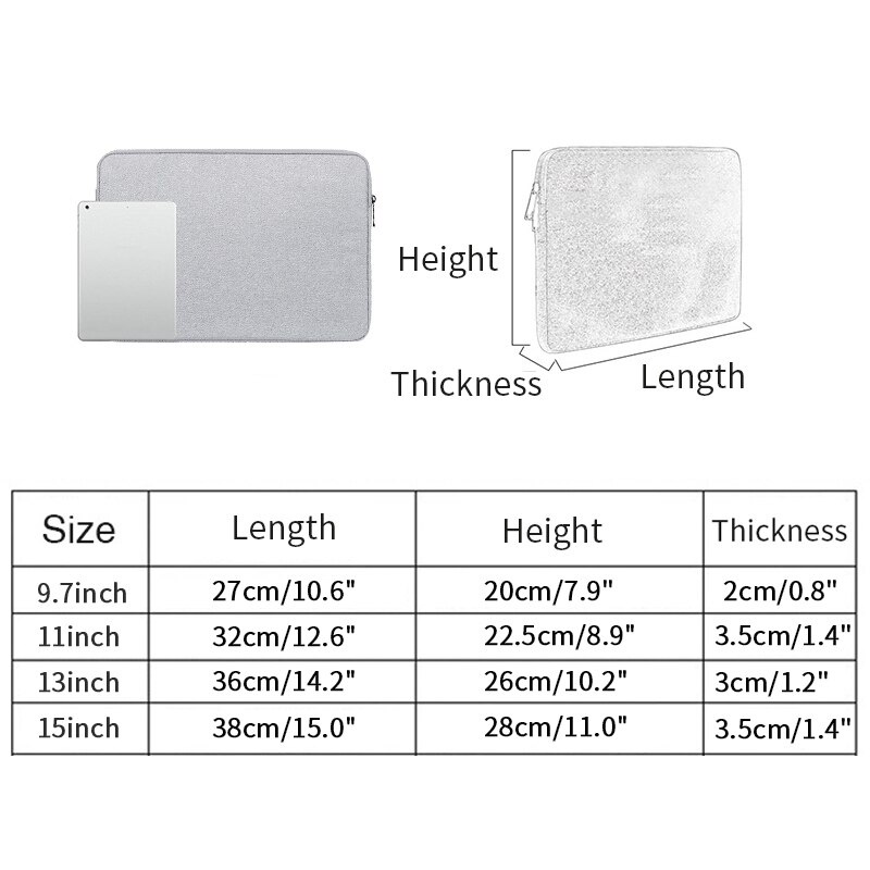 Túi đựng chống thấm nước thích hợp cho máy tính xách tay kích thước 9.7 11 13 15 inch