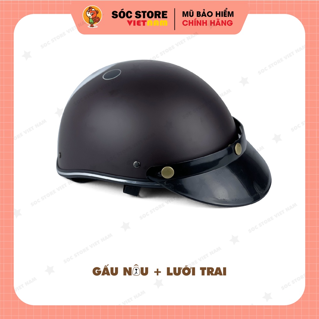 Mũ bảo hiểm nửa đầu 1/2 Gấu Brown Sóc Store nhiều màu kèm kính phi công, kính UV