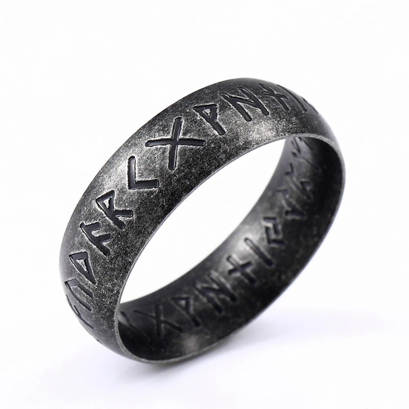 Nhẫn Inox 316L Khắc Chữ Rune Odin Norse Viking Phong Cách RETRO Thời Trang Cho Nam