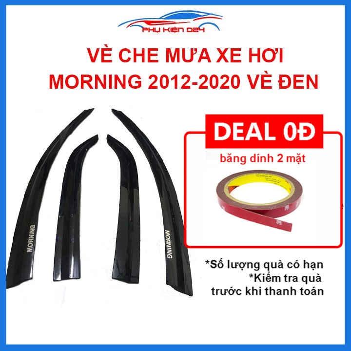 Vè mưa Kia Moring 2012-2020 vè đen che mưa bảo vệ trang trí xe