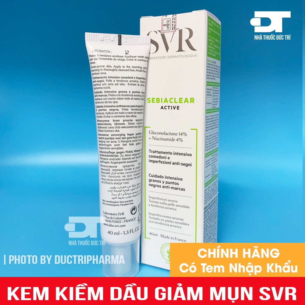 [CHÍNH HÃNG] Kem giảm mụn, giúp loại bỏ dầu cho da SVR SEBIACLEAR ACTIVE 40ML