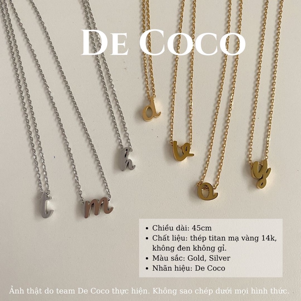[Mã SKAMFSW175 giảm 10K đơn 50K] [KHÔNG ĐEN GỈ] Vòng cổ titan mặt chữ cái Your Name De Coco decoco.accessories
