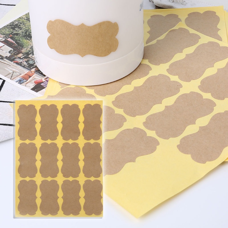 Set 120 Nhãn Dán Giấy Kraft Trang Trí Quà Tặng Phong Cách Vintage