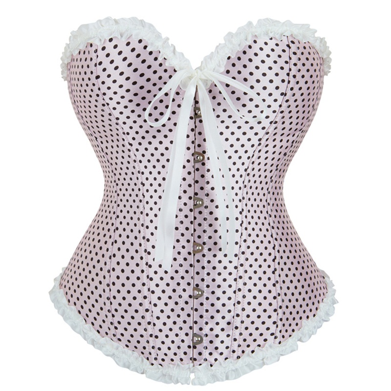 Áo corset họa tiết chấm bi phong cách vintage cho nữ