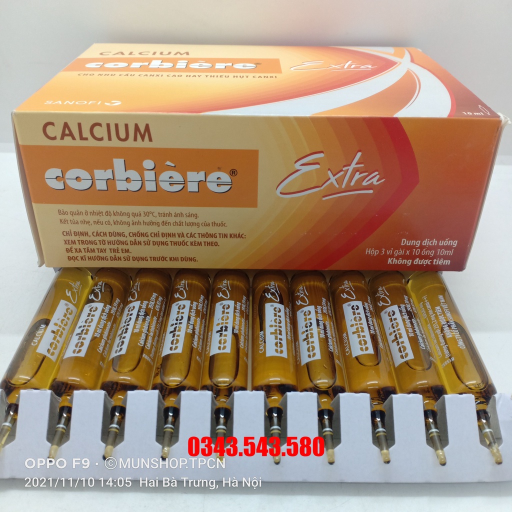 CALCIUM corbiere Extra hộp 30 ống - Bổ sung canxi trong hỗ trợ phòng ngừa loãng xương