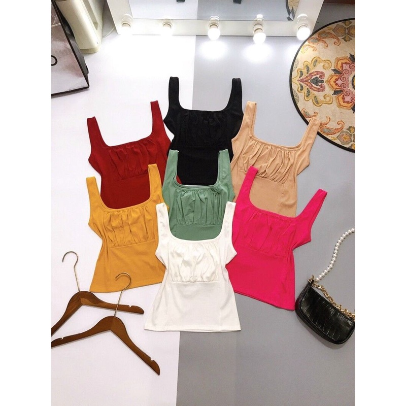 Áo ba lỗ croptop rúm xinh nhiều màu