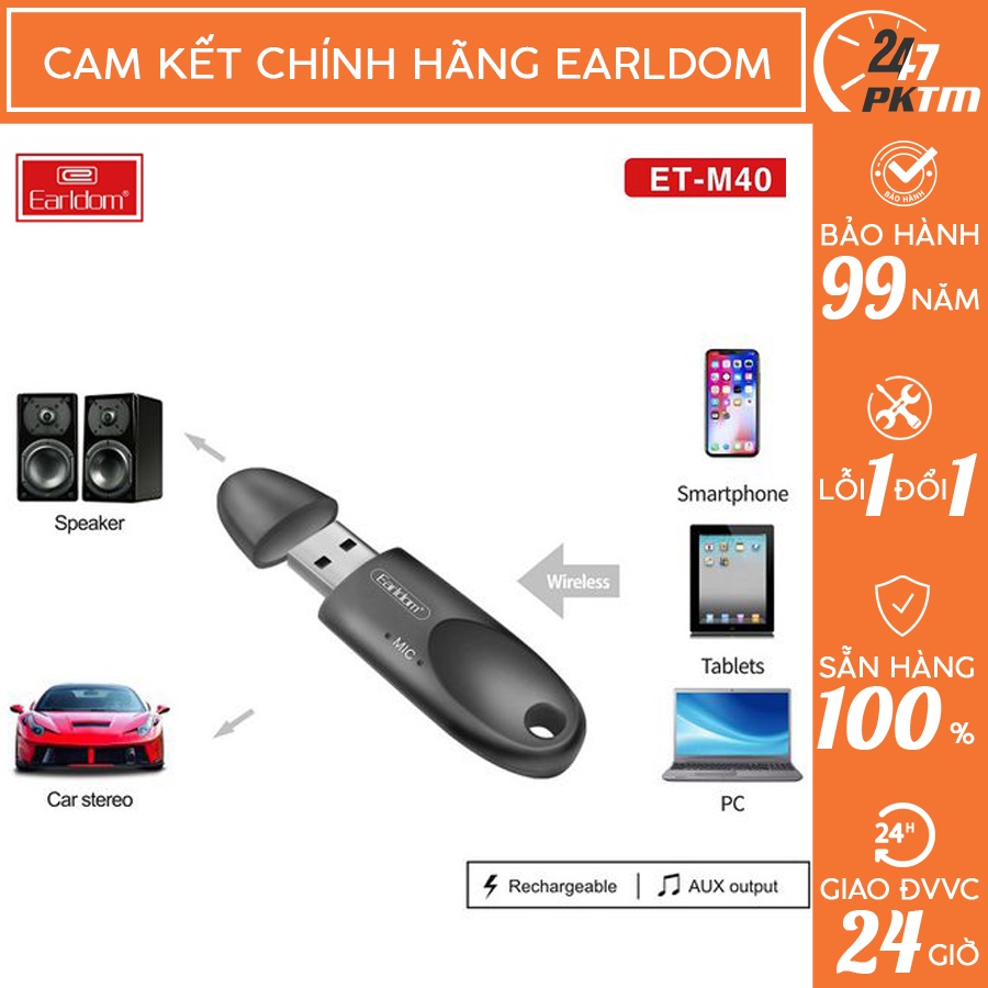 Chính Hãng Earldom  USB Thu Bluetooth Hỗ Trợ MIC Đàm Thoại Earldom M40 | Phụ Kiện Thông Minh 247 VN