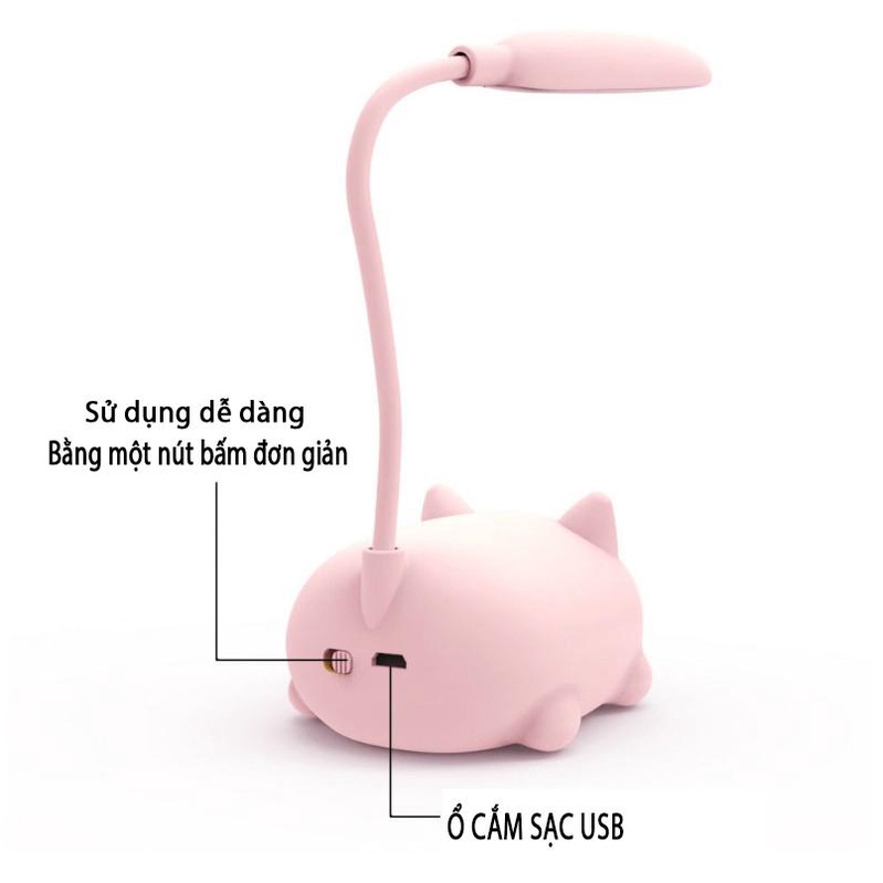 Đèn Học Led Chống Cận Tích Điện Không Dây, Sạc Pin, Để Bàn, Uốn Dẻo, Hình Thú Đáng Yêu, Đèn Để Bàn Đọc Sạch, Đèn Ngủ