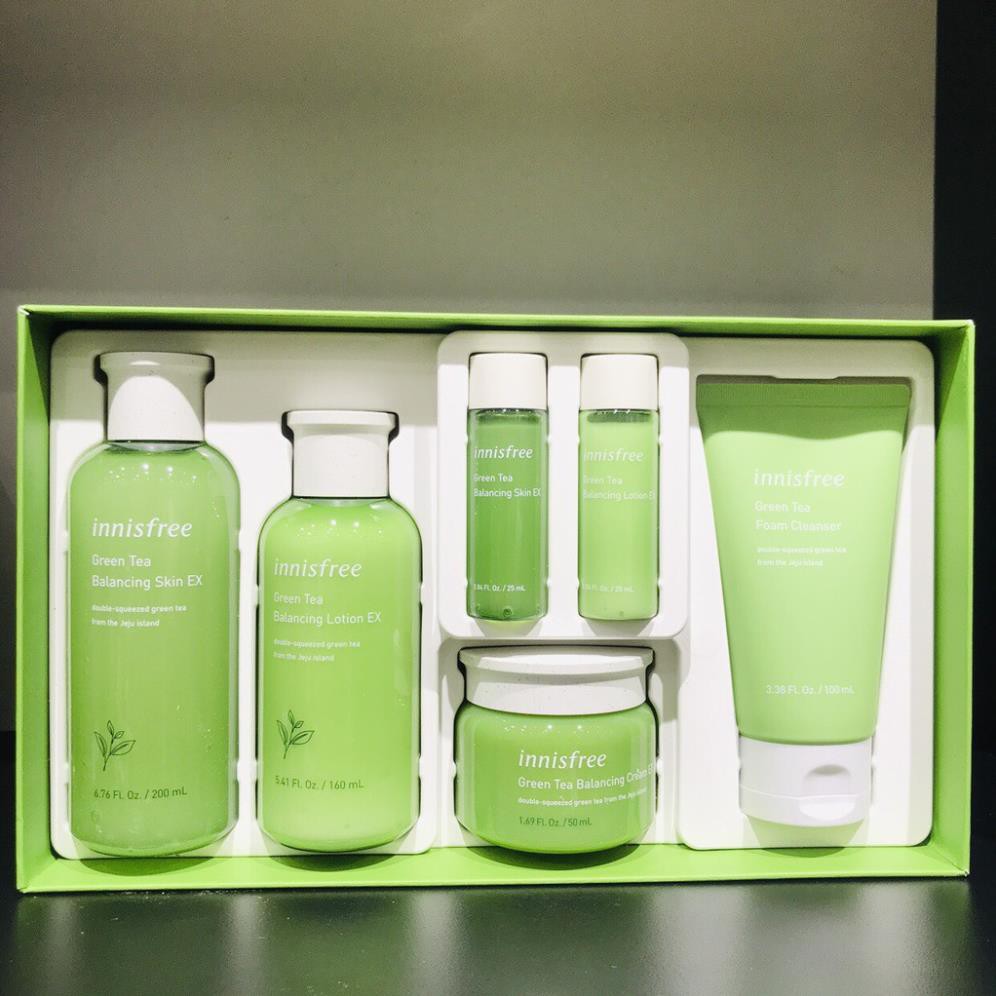 [FREESHIP] BỘ DƯỠNG TRÀ XANH INNISFREE GREEN TEA BALANCING SPECIAL SKIN CARE EX SET 6 MÓN