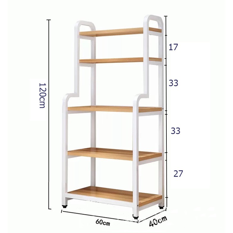 Kệ lò vi sóng, thiết kế khung sắt mặt gỗ chắc chắn, mọi liên kết đã được định vị sẵn khi lắp đặt