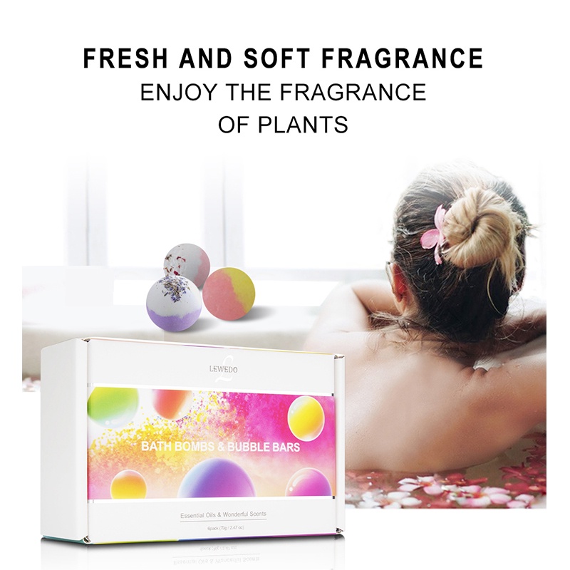LEWEDO Rainbow Bath Bomb Aromatherapy bath ball 70G × 6
