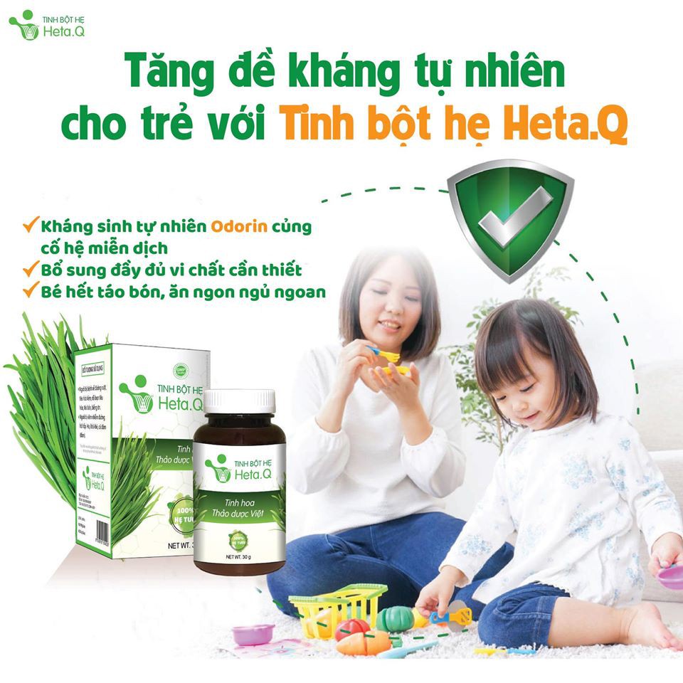 Tinh Bột Hẹ Heta.Q - Hỗ trợ dứt điểm táo bón, biếng ăn ở trẻ nhỏ (Hộp 30g)