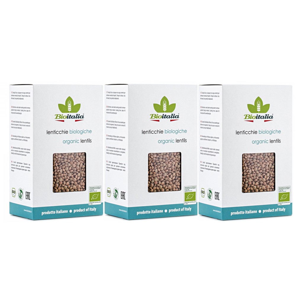 Đậu Lăng Khô Hữu Cơ BioItalia (500g) - Lốc 3 Hộp - Organic Lentil 3 Pack - HSD 30/06/2022