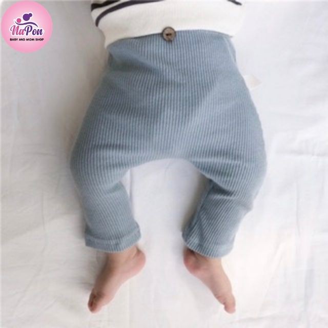 [SIÊU SALE]Quần đáp đũng đóng bỉm đóng tả cho bé sơ sinh,quần thun gân len tăm Kwoo cho bé trai bé gái từ 5-15kg