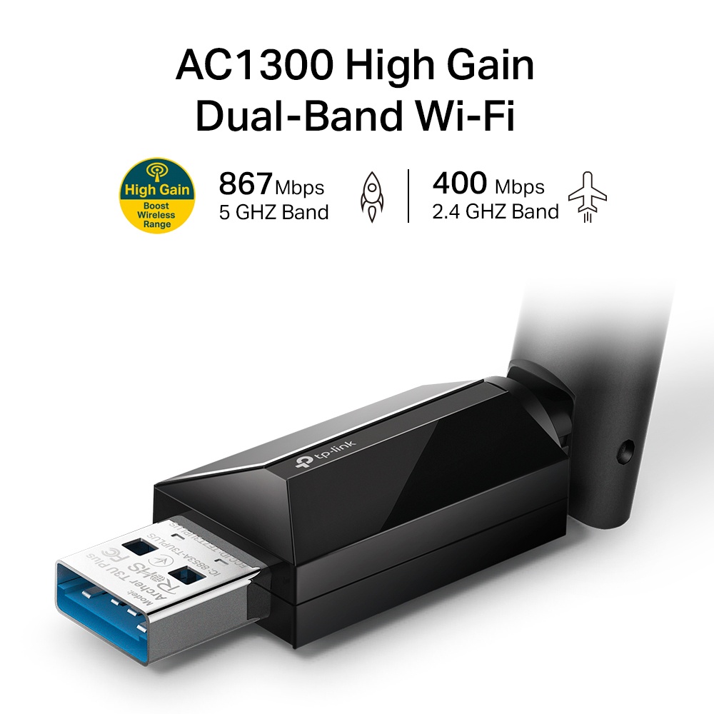 USB Thu sóng Wifi TP-link Archer T3U Plus AC1300 Băng tần kép 867Mbps - Hàng chính hãng