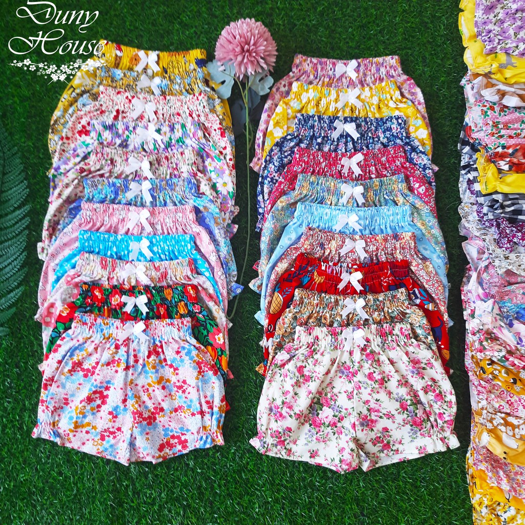 (Q01) COMBO 3-5 Quần short ngắn cho bé gái 9-46kg(1-13T), vải thô 100% cotton, Thời trang thiết kế Duny House