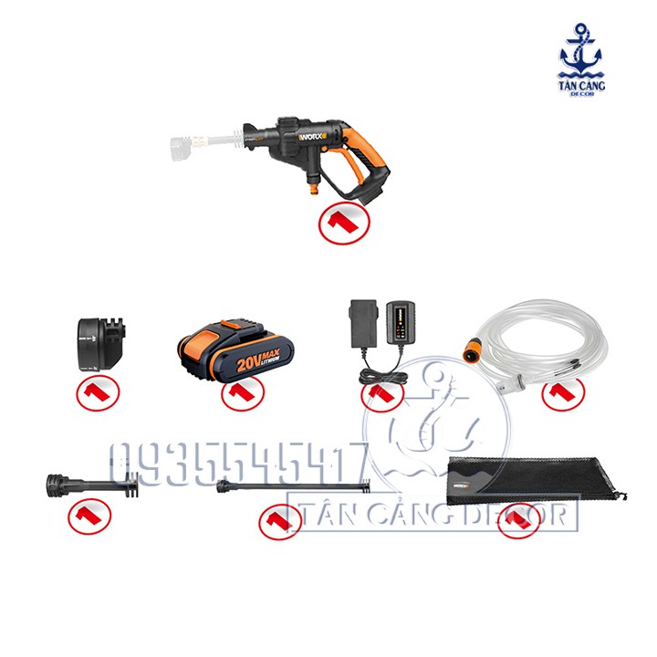Máy Rửa Xe Xịt Áp Lực Pin WORX HYDROSHOT WG629