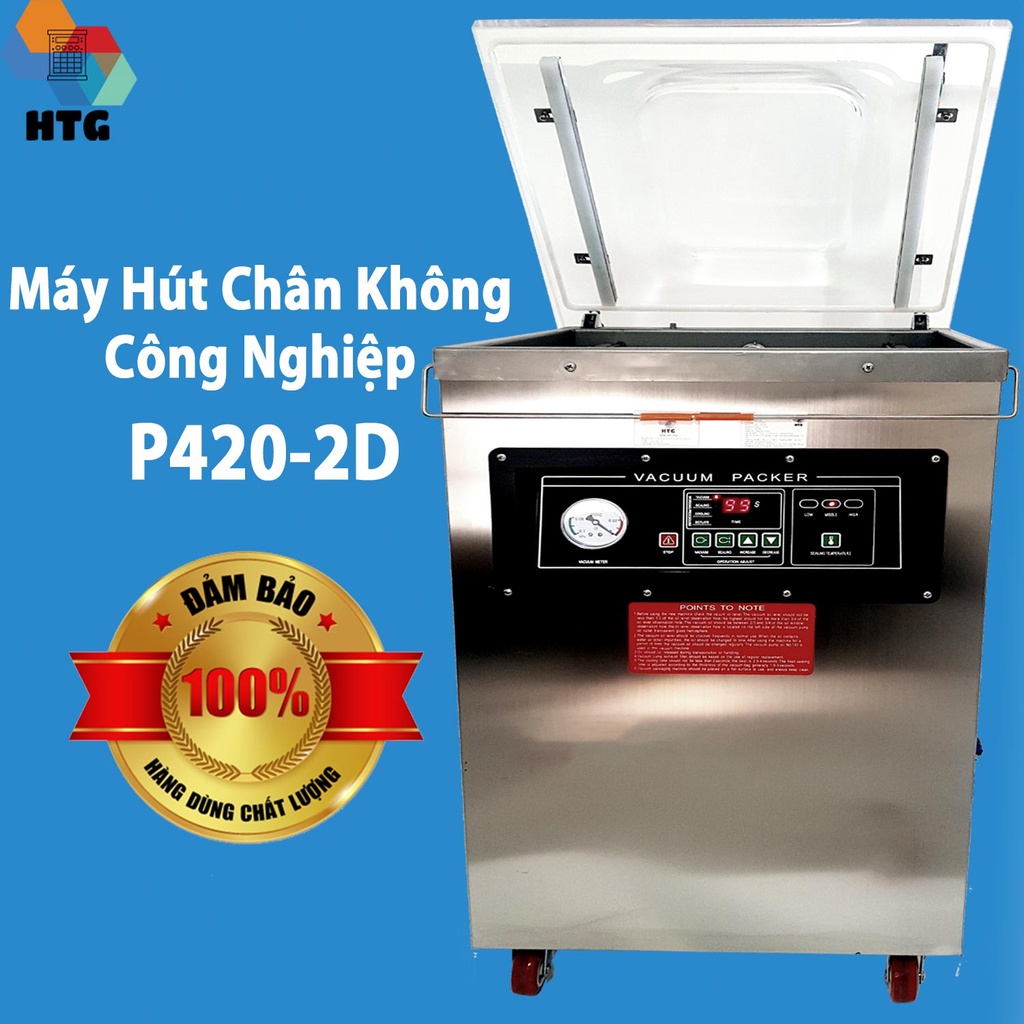 Máy Hút Chân Không Công Nghiệp P420-2D Hút Nhiều Túi 1 Lúc, buồng hút to và sâu, 2 Đường Hàn Lớn, Chất Liệu Inox Bền Bỉ