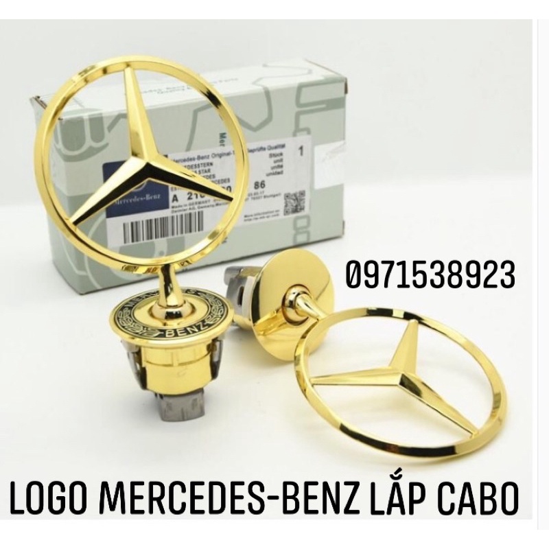 biểu tượng nắp capo phía trước đầu xe MERCEDES-BENZ - Chất liệu: Hợp kim màu vàng cao cấp có tem hãng