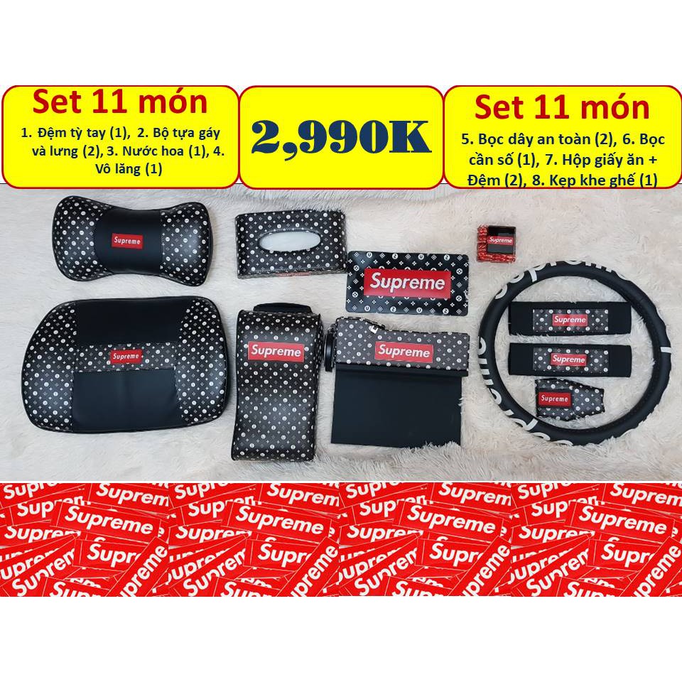 BỘ ÁO GHẾ DA CAO CẤP CHÍNH HÃNG SUPREME SET 11 MÓN