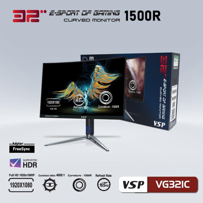 Màn hình cong 32inch Full HD VSP VG321C ESport Gaming - HDR/FreeSync/165Hz/4ms/LCD VA/1500R - BẢO HÀNH 2 NĂM 1 ĐỔI 1