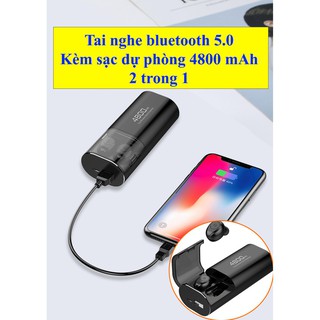 Tai nghe Bluetooth Kiêm Sạc dự phòng 4800 mAH (2 trong 1) tiện lợi - BH 6 tháng